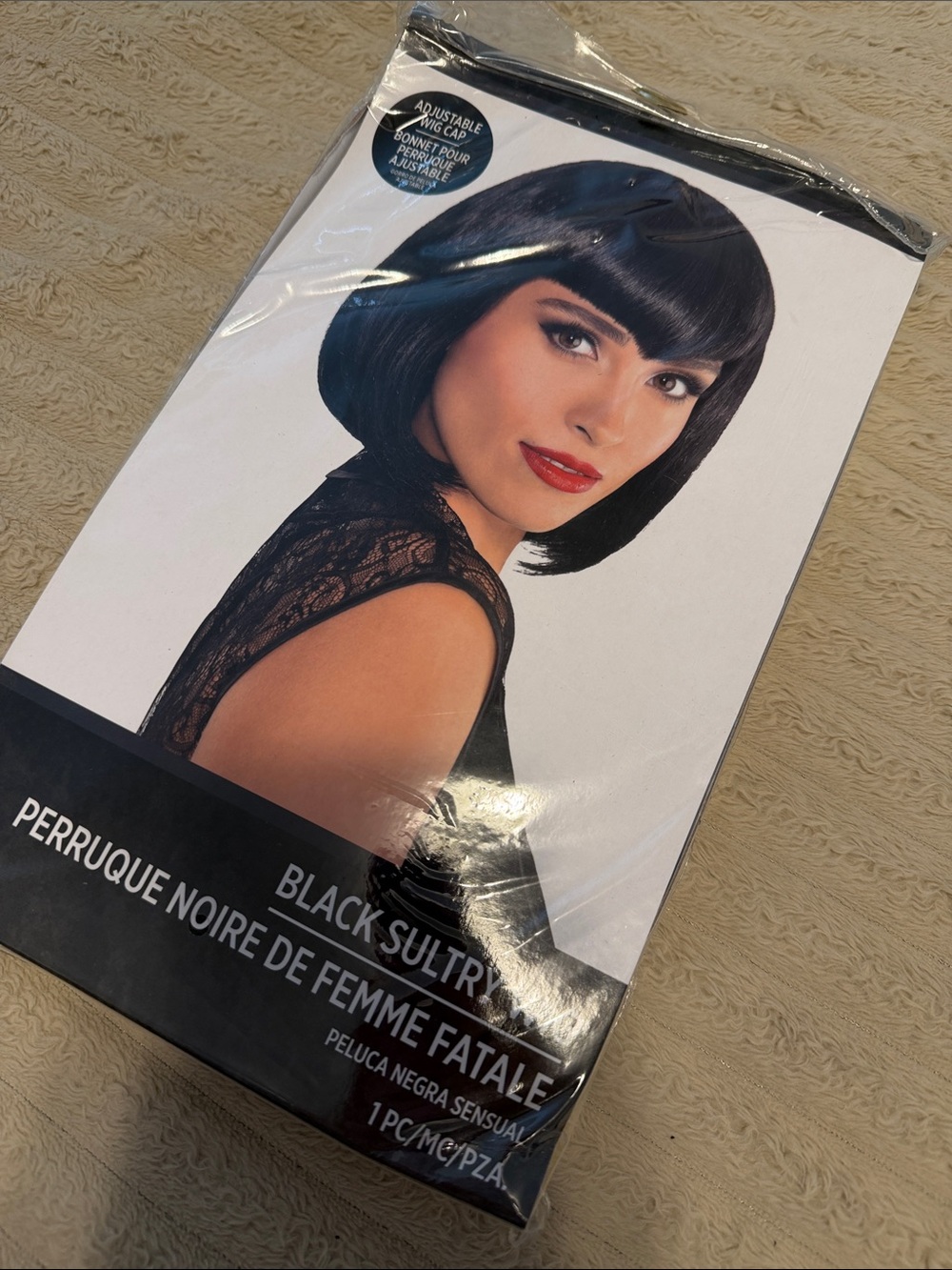 Party City Halloween Black Short Bob Wig with Bangs